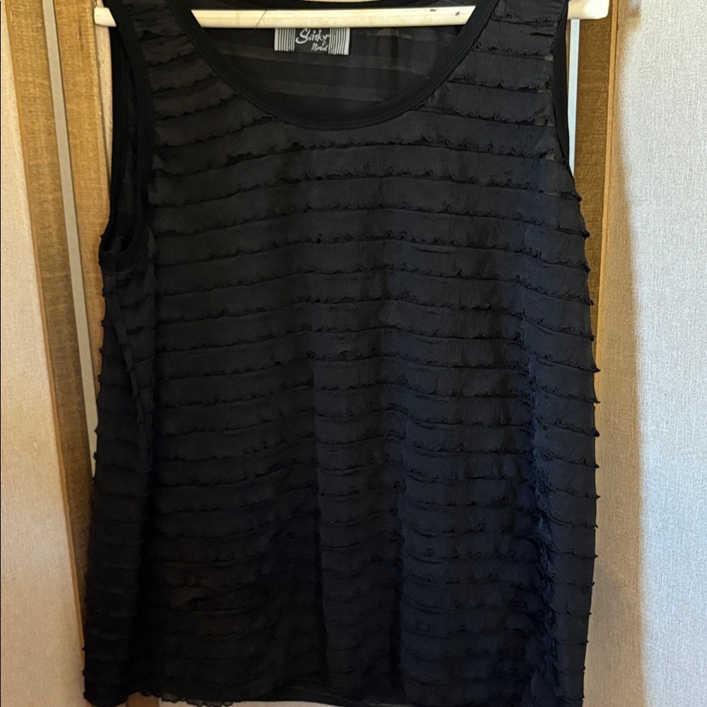 Slinky Brand Black Textured Tank Top 1X